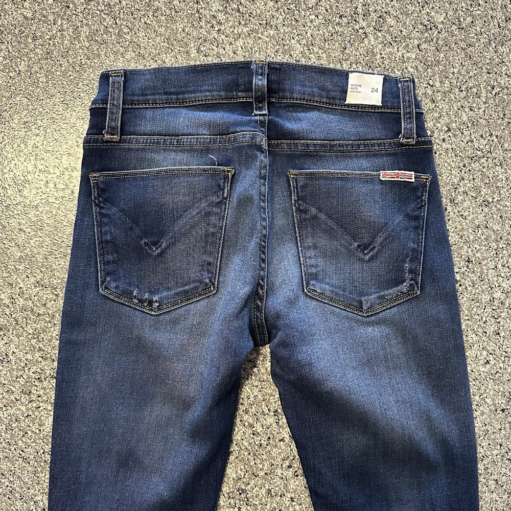 Hudson Jeans Womens 24x28 Nico Super Skinny Mid Rise Dark Wash Denim Distressed - Picture 6 of 10